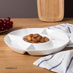Assiette ronde japonaise en céramique blanche, 5 compartiments, <span class=keywords><strong>plateau</strong></span> de service pour snacks, fruits, amuse-gueule, <span class=keywords><strong>fromage</strong></span> - Product Image 3