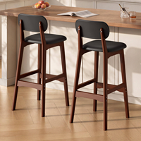 Tabouret de bar moderne en bois massif avec dossier rembourré, chaise de comptoir pour hôtel, salle à manger, maison