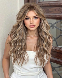 Perruque en dentelle HD transparente, cheveux humains vierges européens, pré-épilée, avec baby hair, petite mèche blonde <span class=keywords><strong>champagne</strong></span>, ondulations naturelles, style juif - Product Image 3