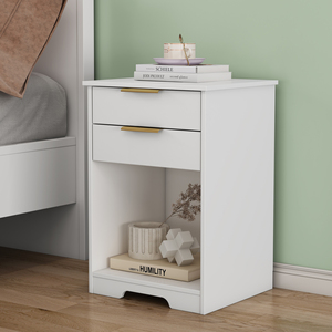 Nightstand With 2 <b>Drawers</b> Golden Handle Modern Design <b>For</b> Living Room Bedroom <b>Storage</b> <b>Drawer</b> Unit - Product Image 2