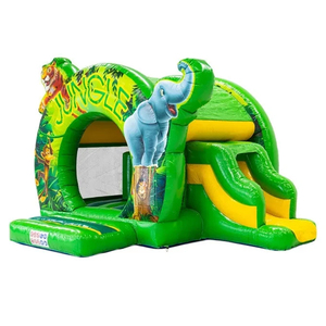 Château gonflable commercial robuste pour animaux de la jungle et du safari avec toboggan, certifié CE EN71, en bâche PVC 0,55 mm - Product Image 4