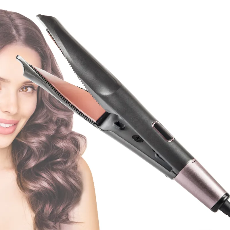 Profesyonel ceramic pod seramik kaplama 2 in 1 saç düzleştirici curling twisted lcd ekran saç düzleştirici saç şekillendirici araçları