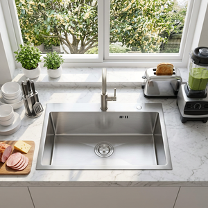 Single Bowl Topmount 304 Stainless Steel <b>Kitchen</b> <b>Sink</b> with Sound Guard — Drop-In Installation, OEM Factory Direct - Product Image 1