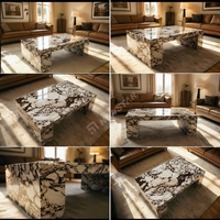 Table basse de luxe en marbre Calcutta Viola, table basse rectangulaire moderne en marbre pour salon de villa, table basse en pierre