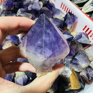 Wholesale natural crystal raw point half polished half raw amethyst point for decoration