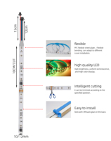 Bande LED flexible adressable RGB TRX 24V SMD 5050 DMX512 60 LED/m, étanche, USB, commande vocale intelligente, 5m/rouleau