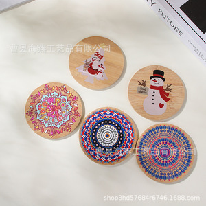Posavasos creativos de madera maciza con grabado de logotipo, bandejas de madera para té, posavasos para té, tapetes aislantes del calor de estilo japonés - Product Image 5
