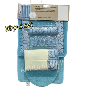 Addensare il Design personalizzato del ricamo 18 19 pezzi tende da <span class=keywords><strong>bagno</strong></span> per <span class=keywords><strong>doccia</strong></span> impermeabile <span class=keywords><strong>tenda</strong></span> e tappeti Set di asciugamani da <span class=keywords><strong>bagno</strong></span> - Product Image 2