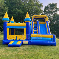 Château gonflable commercial pour enfants avec toboggan, idéal pour les fêtes et la location extérieure