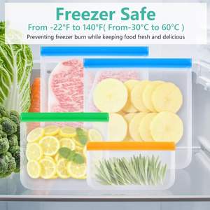 Sacs de congélation réutilisables en PET de qualité alimentaire pour sandwichs, compatibles lave-vaisselle, étanches, personnalisables pour mariner les viandes, repas de voyage, modernes - Product Image 5