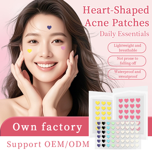 Patch de récupération de l'acné hydrocolloïde coloré multicolore coeur points paillettes facile à peler pour le visage végétalien amical 24 soins de la peau - Product Image 2