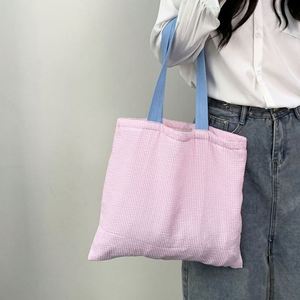 Casual Striped Canvas Shoulder <b>Large</b> Capacity Tote <b>Bag</b> for Women - Product Image 4