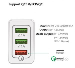 อะแดปเตอร์แปลงไฟแบบสามพอร์ต 3A QC3.0 USB ชาร์จเร็ว สำหรับโทรศัพท์มือถือแอนดรอยด์ ใช้ได้กับมาตรฐานยุโรป อเมริกา และอังกฤษ - Product Image 2