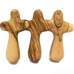 Poche croisée naturelle à main Jésus Église de Noël Terre Sainte Bois d'olivier poli Style religieux - Product Image 1