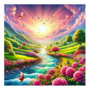 Verdadero fabricante, venta al por mayor, arte de pared 5D personalizado, decoración de lujo para el hogar, pinturas de paisaje, Kits de pintura de diamantes DIY ASF2854 - Product Image 1