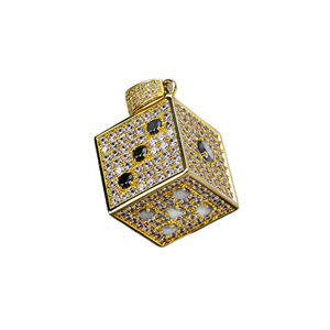 <span class=keywords><strong>Collana</strong></span> con Ciondolo a Dado Iced Out da <span class=keywords><strong>Uomo</strong></span> in Rame con Zirconi Cubici, Colore Oro e Argento, Gioielli Hip Hop, Accessori Moda - Product Image 5