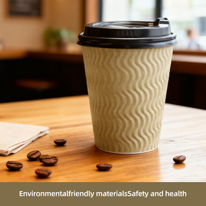 Vasos de Café Desechables Ecológicos con Diseño Ondulado, Impresión Personalizada con Logotipo, Tamaño y Color Personalizables, Grado Alimenticio - Product Image 4