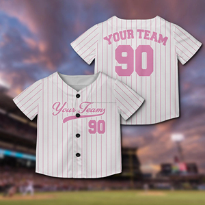 Jersey de béisbol a rayas con nombre y número de equipo personalizado, Camiseta deportiva para fanáticos del béisbol de color de línea de rayas personalizada - Product Image 1