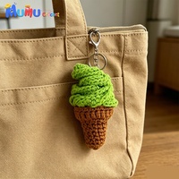 Porte-clés artisanal en crochet en forme de bâtonnet de crème glacée pour le soutien émotionnel, l'énergie positive et l'esthétique, breloques amigurumi pour sacs, vente en gros