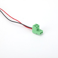 Kabel Harness Terminal Blok 2 Pin Hijau Custom, Kabel Merah Hitam dengan Terminal Ferrule Pin, Perakitan Kabel Listrik