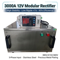 Redresseur de placage de métaux précieux triphasé 380V AC 3000A 12V, haute stabilité, faible ondulation, 95% d'efficacité, pour machines de galvanoplastie