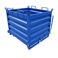 Boîte de collecte de ferraille réversible de qualité industrielle Poubelle en acier Self Dumping Forklift Hopper Metal Turnover Box Iron Scrap Box