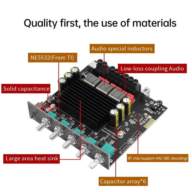 DC12-30V BT5.2 Power Amplifier Board 2.1 Channel 100W+100W Left Right Channels 200W Subwoofer Dual TPA3221 Chip