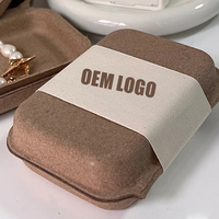 Boîte en papier mousse moulée biodégradable personnalisée, couleur marron écologique, pour emballage à clapet