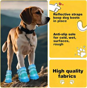 Bottes antidérapantes respirantes et écologiques pour chiens – Protections de <span class=keywords><strong>pattes</strong></span> pour pavés chauds, <span class=keywords><strong>neige</strong></span> hivernale et randonnée – Design moderne pour petits et moyens chiens - Product Image 2