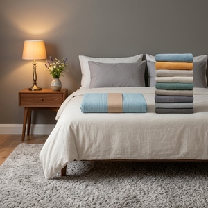 Jarapa Home 'Made Love' Manta Clásica a Rayas Tejida Multiusos para Cama y Sofá, Calidad Duradera, Hecho en España, 150cm, Azul - Product Image 1