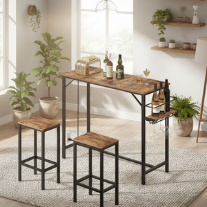 <span class=keywords><strong>Mesa</strong></span> de <span class=keywords><strong>Bar</strong></span> Rectangular de Metal de 35.4 Pulgadas de Altura con Estación de Carga, Estante para Vino y Portavasos, <span class=keywords><strong>Mesa</strong></span> <span class=keywords><strong>Alta</strong></span> de Cocina - Product Image 5