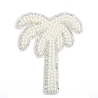 Patch thermocollant à motif de cocotier en gros, applique créative en strass perlé pour la décoration de bagages, chaussettes, chapeaux