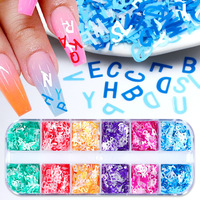 Paillettes pour ongles en forme de lettres anglaises, 12 grilles, avec logo gratuit