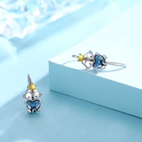 Animal Jewelry 925 Sterling Silver Heart Crystal Two Tone Monkey Pendientes de aro pequeños