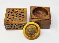 Brûleur d'encens artisanal en bois de santal indien/bambou, écologique et durable, boîte à encens religieuse élégante, diffuseur d'arômes pour la maison