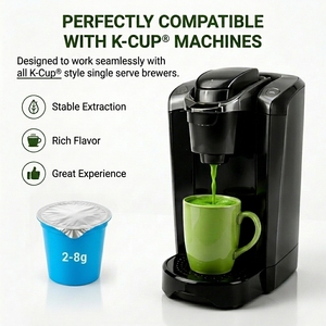 ผงมัทฉะบริสุทธิ์สูง 2 กรัม-8 กรัม บรรจุในซอง ใช้ได้กับเครื่องชงกาแฟ Keurig รสชาติหลากหลาย รับผลิตแบรนด์ส่วนตัว ปราศจาก GMO อาหารเสริมวีแกน ขายส่ง - Product Image 6