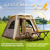Tente de camping gonflable de luxe pour glamping, 4,3 m², deux portes, deux fenêtres, pour vacances en famille, week-end, pique-nique, festival, été, pliable