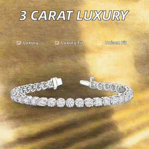 Pulsera de Tenis con Diamantes Redondos Brillantes de 3 Quilates Cultivados en Laboratorio, Bisel, Personalizada, de Lujo, al por Mayor, Oro Sólido de 18K - Product Image 2