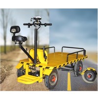 Chariot de transfert à plateforme plate à quatre roues, capacité de charge de 1 à 2 tonnes, à prix avantageux, électrique, à batterie, avec volant