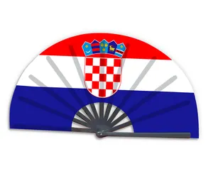 2022 Groothandel Bedrukte National Cuntry Vlag Kroatië Vouwen Bamboe Hand Held Fan