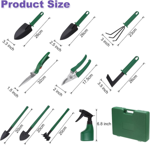 Ensemble d'outils de jardin <span class=keywords><strong>anti</strong></span>-rouille de 10 pièces, tête en acier A3, manche en PP, outils et accessoires de jardinage avec rangement pour le jardin - Product Image 2