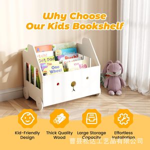Étagère à livres Montessori pour enfants en bois simple, présentoir à livres illustrés multi-étages en bois massif sur pied - Product Image 3