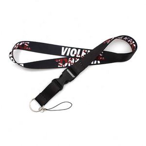 Pas de commande minimum Lanière à crochet en polyester rouge écologique avec gravure offset et sérigraphie en soie avec logo personnalisé - Product Image 3