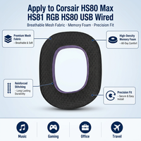 Pour Corsair HS80 Max HS 81 RGB cache-oreilles Dolby 7.1/HS80 USB filaire en cuir couverture oreillette accessoires de remplacement mousse à mémoire