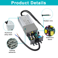 100w 120w 150w 200w 240w 320w 400w 500w Pilote LED sans scintillement étanche 0-10V/PWM 3in1 Transformateur d'éclairage à intensité variable AC-DC24V