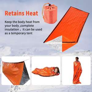 Sac de couchage d'urgence en film polyester pour équipement de camping en plein air, sac de survie, kit d'urgence - Product Image 2