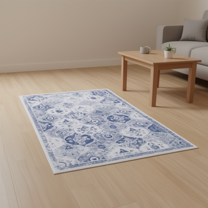 Alfombra Db Classic Blue Medallion rectangular de 2x3 pies, de pelo bajo, lavable a máquina, plegable, para sala de estar - Product Image 2