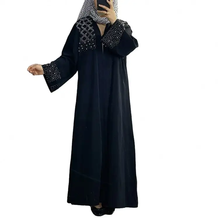 Robe de soirée malaisienne Nida noire ouverte Abaya à manches longues mode Abayas pour femmes musulmanes