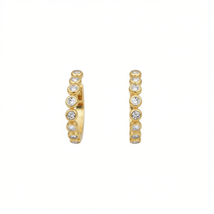 Orecchini a Cerchio Placcati in Oro Bianco con Cristalli e Strass Incastonati, Stile Classico per Uso Quotidiano Femminile - Product Image 1