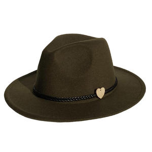 도매 펠트 페도라 모자 사용자 정의 로고 디자인 여성 남성 넓은 챙 페도라 모자 - Product Image 2